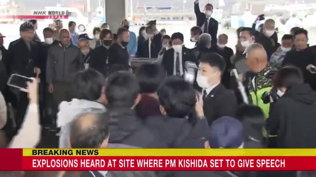 ⁣Momenti i shpërthimit të bombës tymuese gjatë tubimit të kryeministrit japonez Kishida